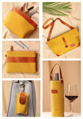 Turbury Canvas Fabric Sling Bag + Aubum Bottle Case + Florid Canvas Fabric Multiutility Pouch + Klassik Canvas Fabric Travel Pouch + Aura Sanitizer Pouch